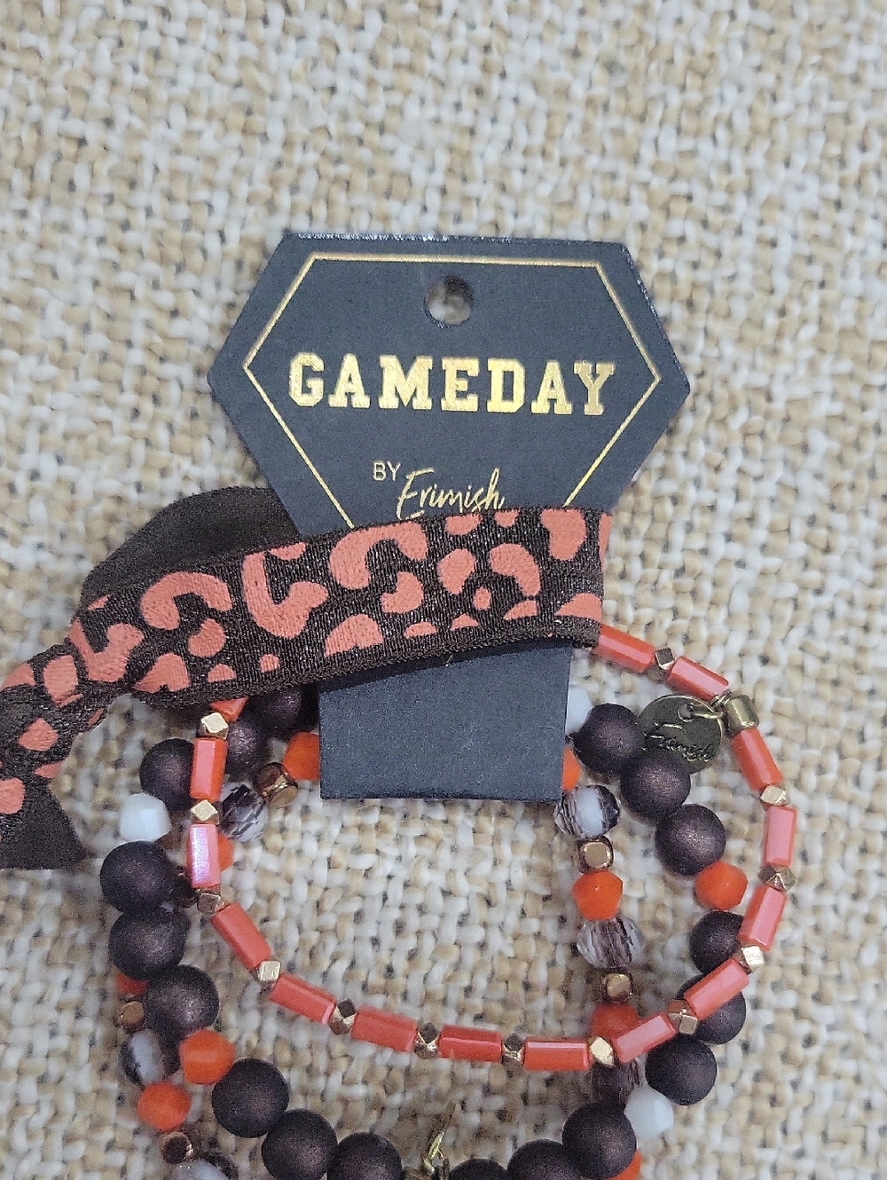 Erimish Orange, Brown & Gold Stackable Bracelet Set